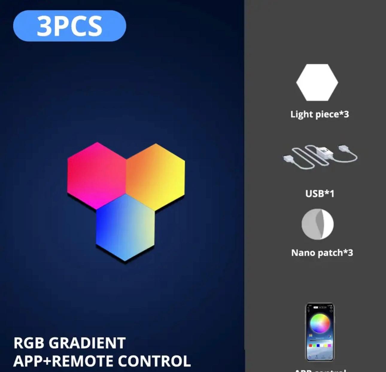 Modular Hexagon RGB LED Wall Lamp - Customizable Smart Lighting