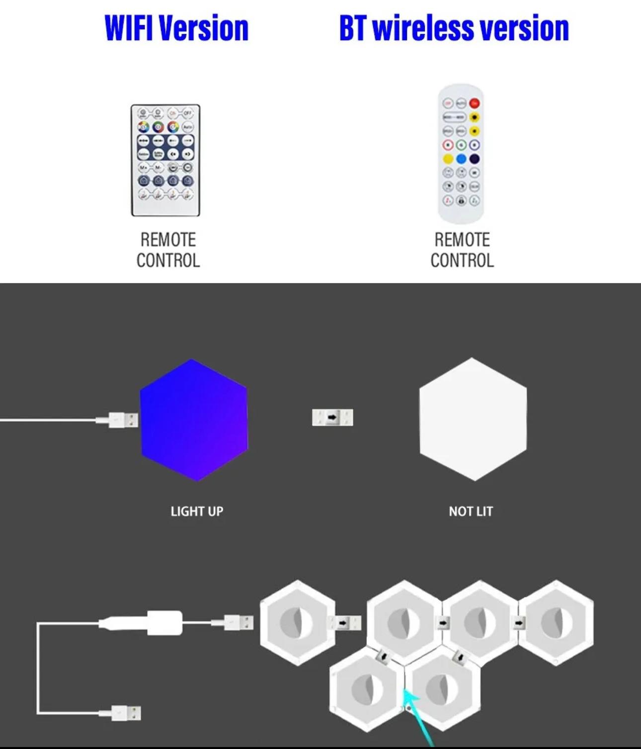 Modular Hexagon RGB LED Wall Lamp - Customizable Smart Lighting