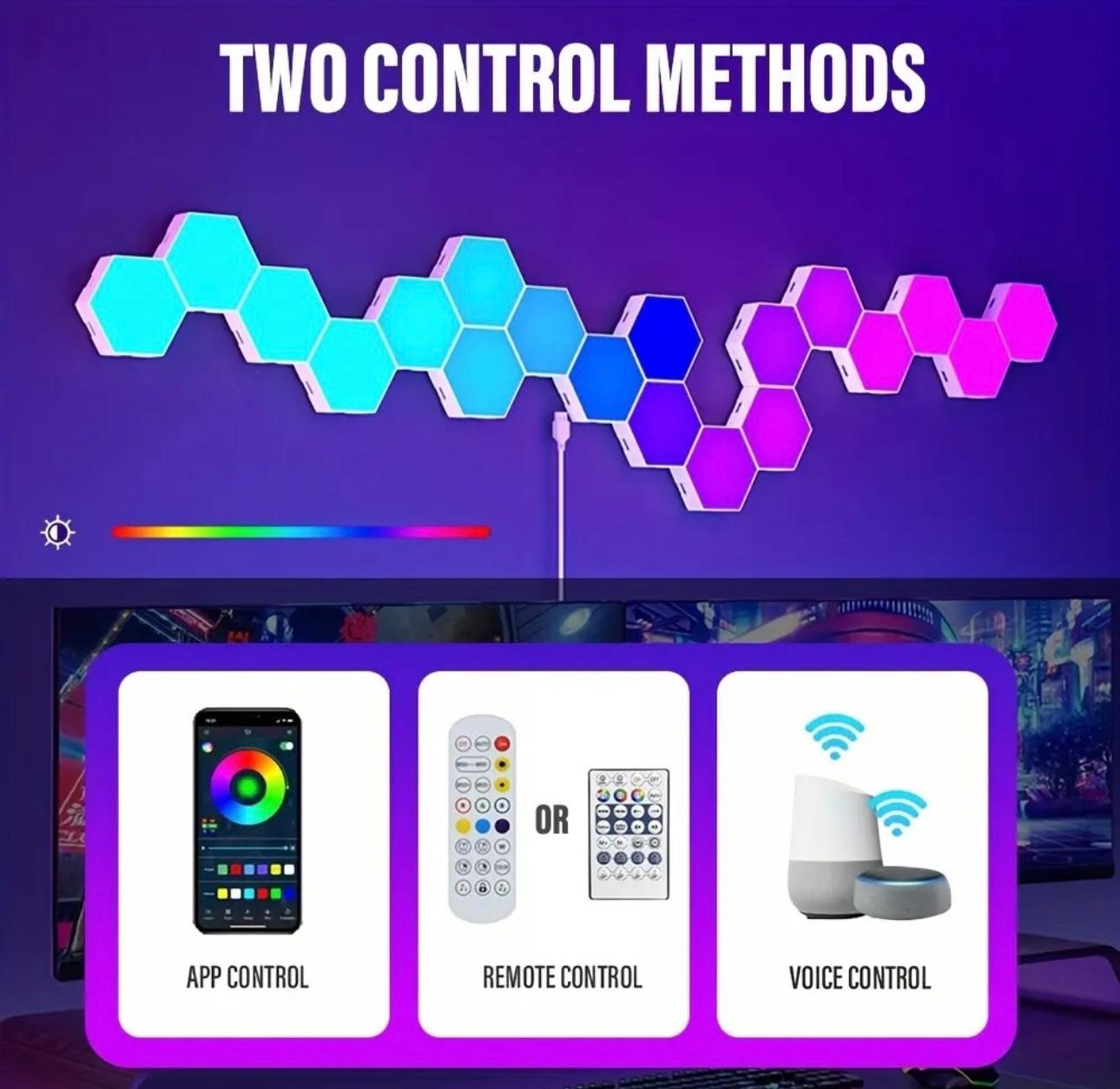 Modular Hexagon RGB LED Wall Lamp - Customizable Smart Lighting