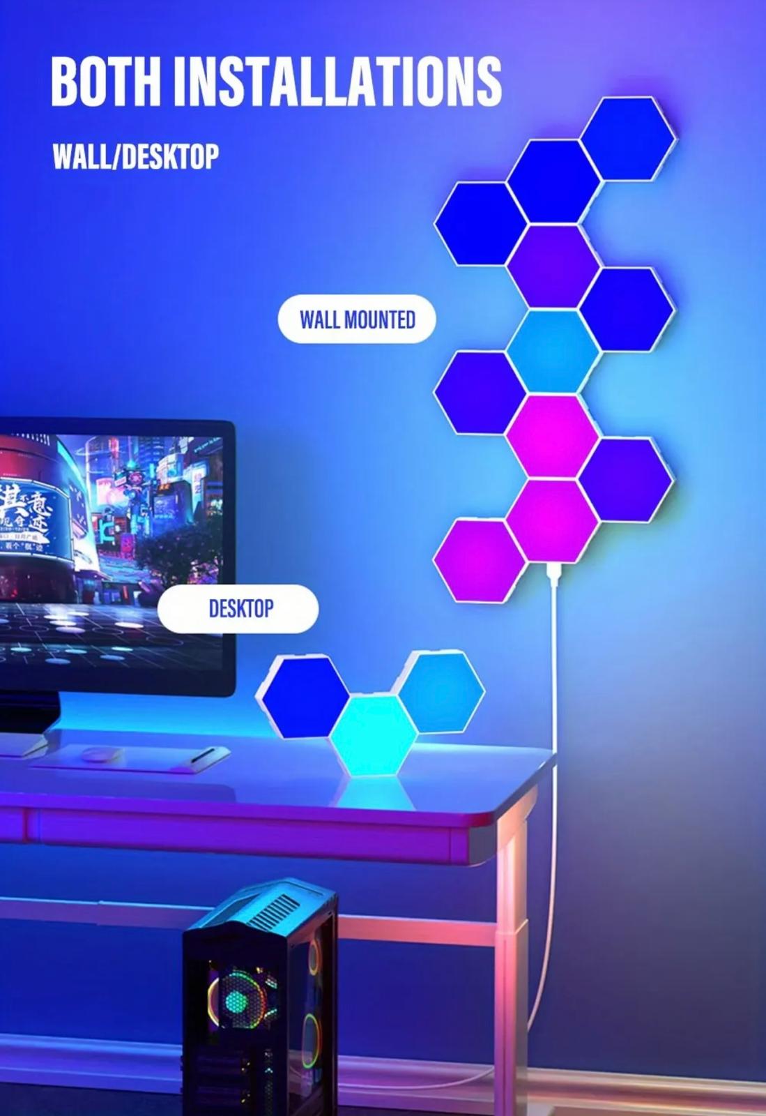 Modular Hexagon RGB LED Wall Lamp - Customizable Smart Lighting