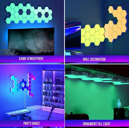 Modular Hexagon RGB LED Wall Lamp - Customizable Smart Lighting
