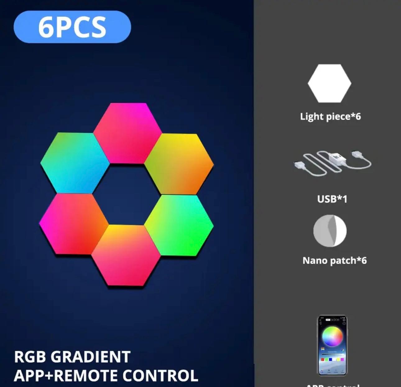 Modular Hexagon RGB LED Wall Lamp - Customizable Smart Lighting