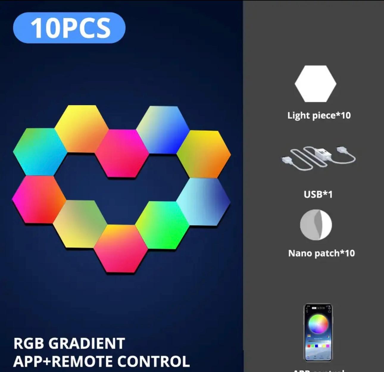 Modular Hexagon RGB LED Wall Lamp - Customizable Smart Lighting