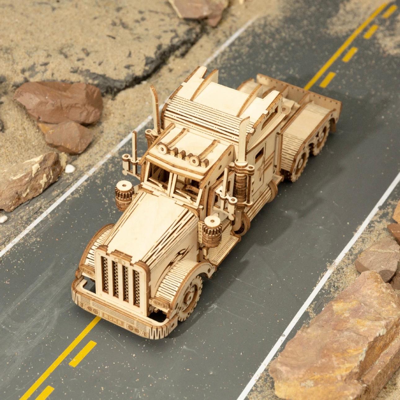 MasterBuilder 3D Wooden Puzzle Kit: Steam Train, Army Jeep & Heavy Truck