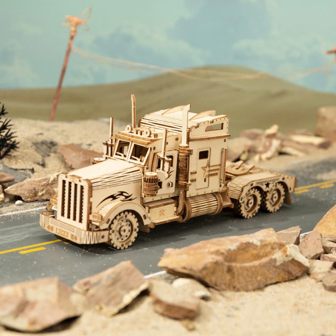 MasterBuilder 3D Wooden Puzzle Kit: Steam Train, Army Jeep & Heavy Truck