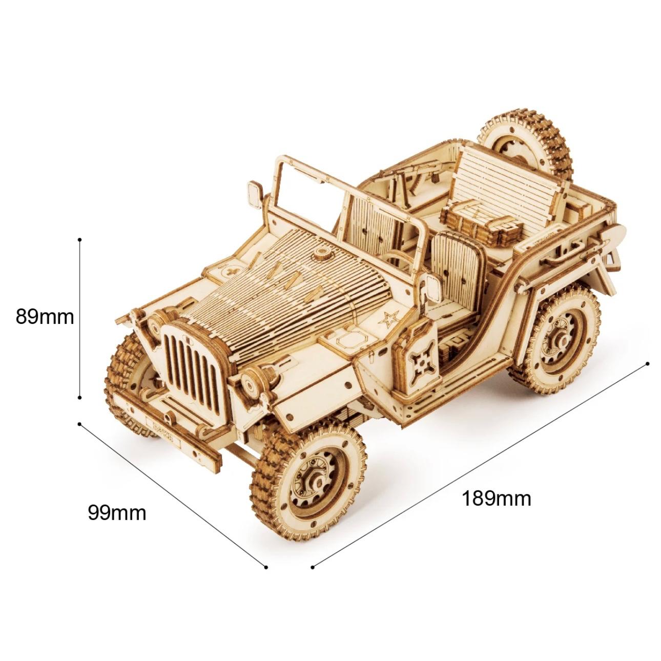 MasterBuilder 3D Wooden Puzzle Kit: Steam Train, Army Jeep & Heavy Truck