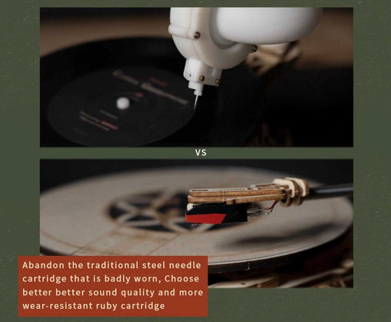 RetroCraft DIY Gramophone: Wooden Puzzle Model Kit with Hand Crank & Electric Versions
