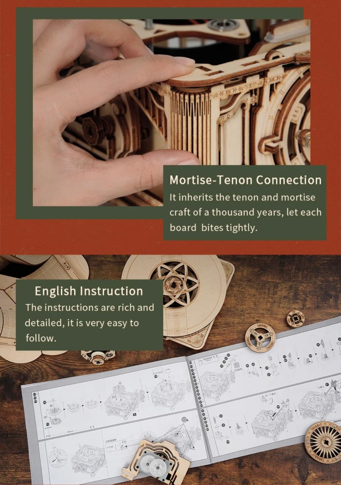 RetroCraft DIY Gramophone: Wooden Puzzle Model Kit with Hand Crank & Electric Versions