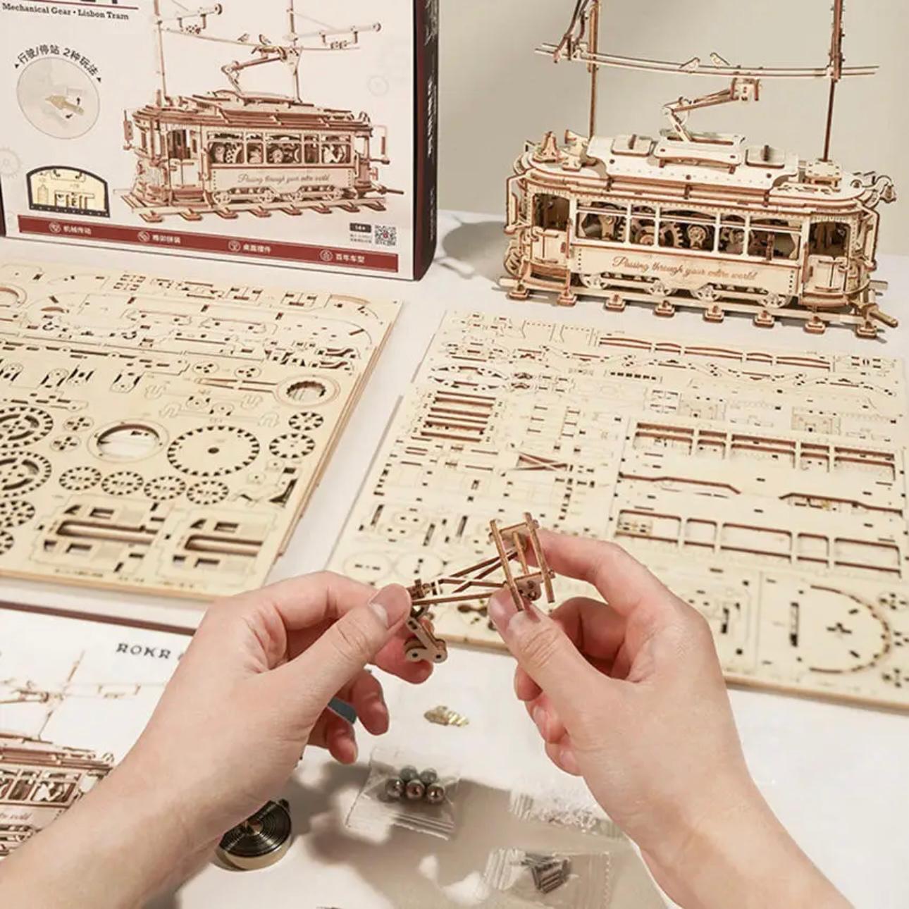 Heritage Tram Explorer: Classic Lisbon City Tram 3D Wooden Model Kit