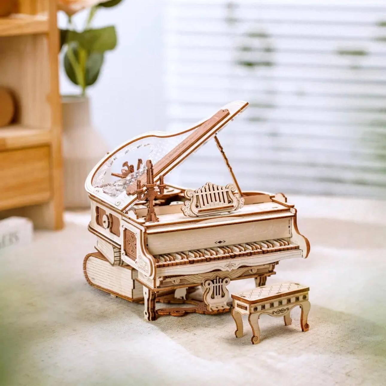 Enchanted Melody Piano: Mechanical 3D Wooden Music Box Puzzle