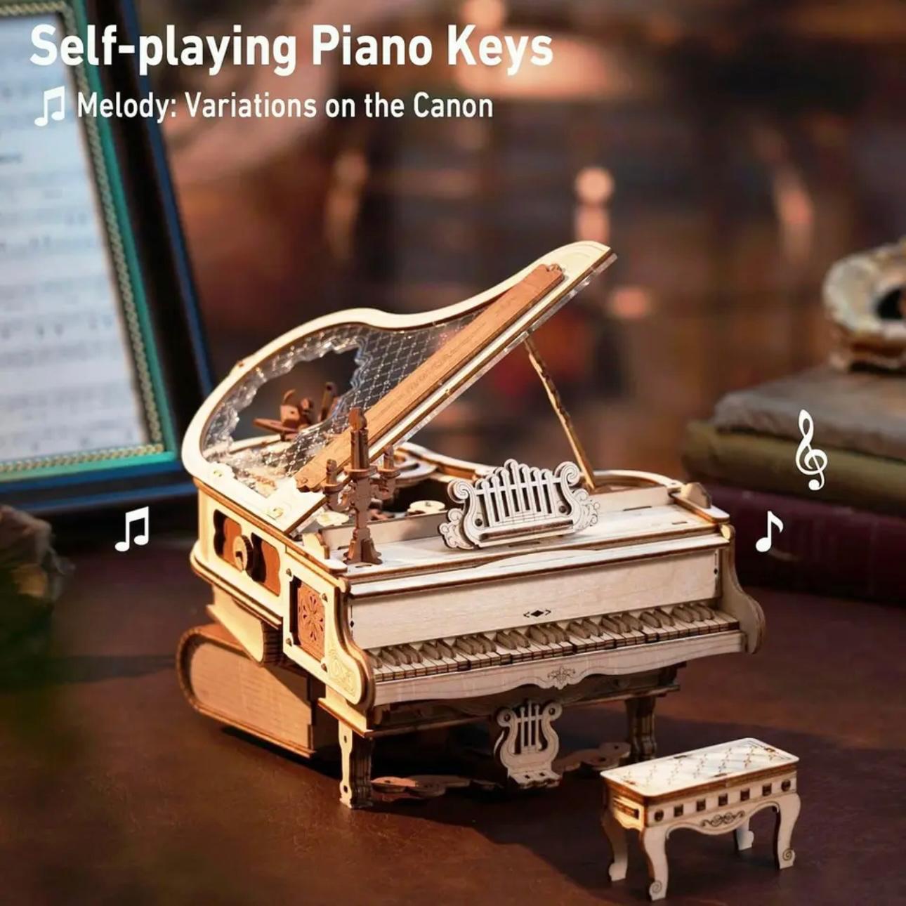 Enchanted Melody Piano: Mechanical 3D Wooden Music Box Puzzle