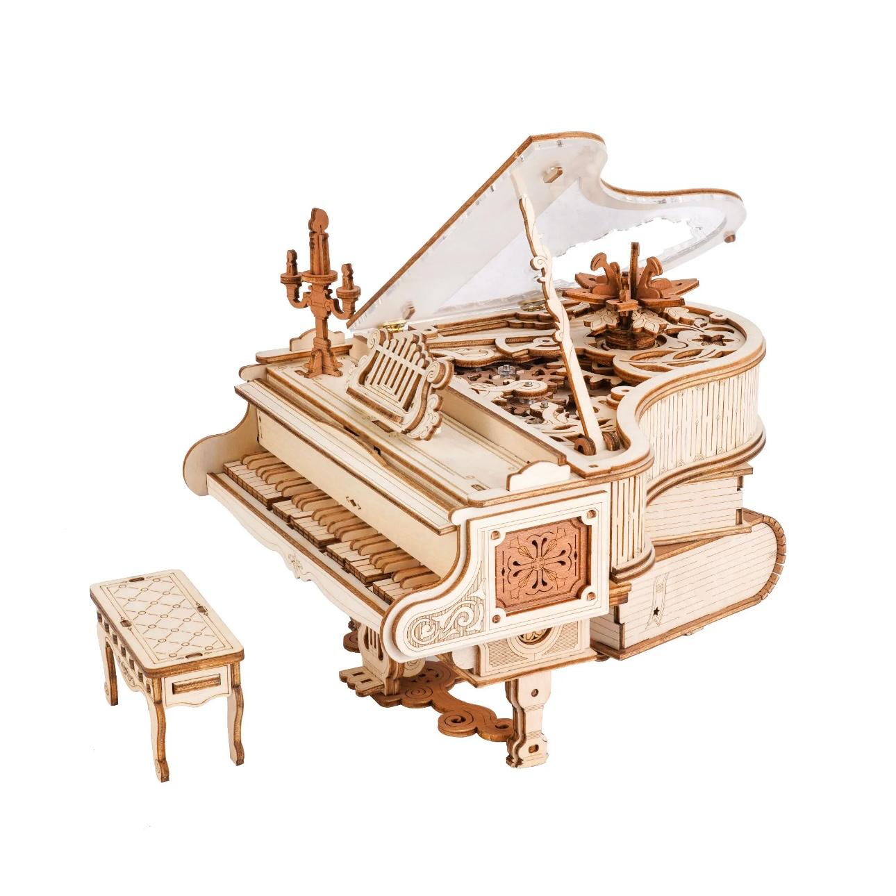 Enchanted Melody Piano: Mechanical 3D Wooden Music Box Puzzle