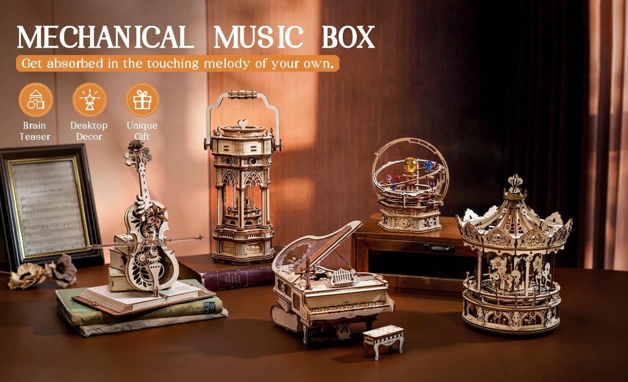 Enchanted Melody Piano: Mechanical 3D Wooden Music Box Puzzle