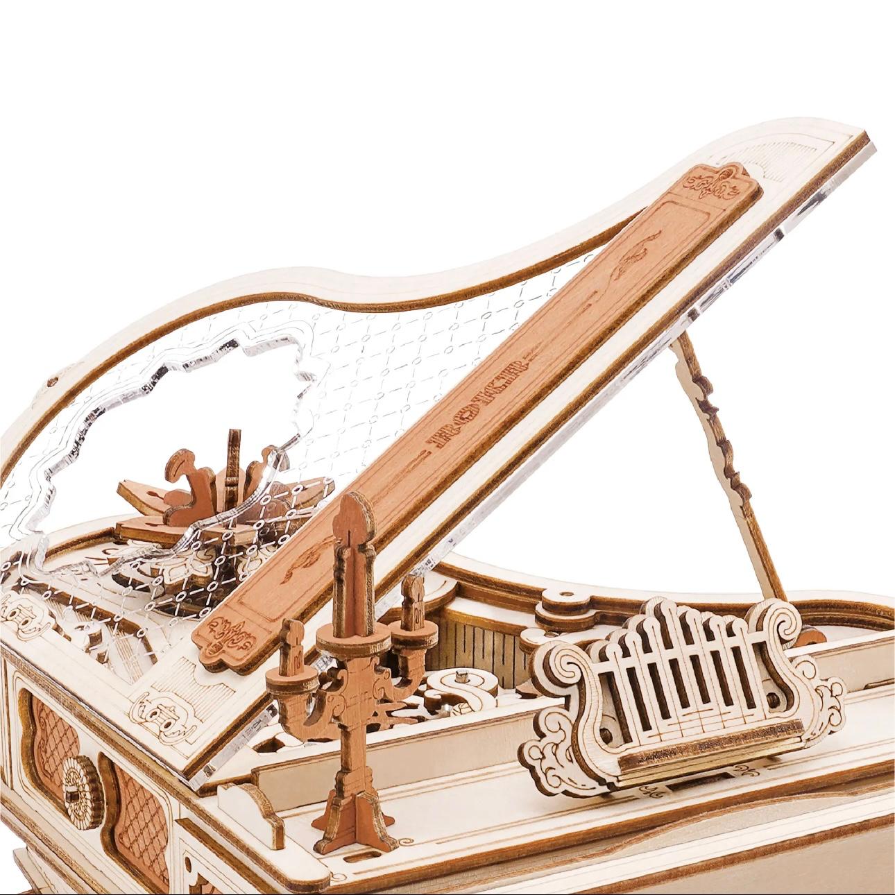 Enchanted Melody Piano: Mechanical 3D Wooden Music Box Puzzle