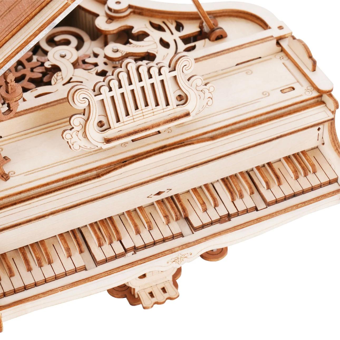 Enchanted Melody Piano: Mechanical 3D Wooden Music Box Puzzle