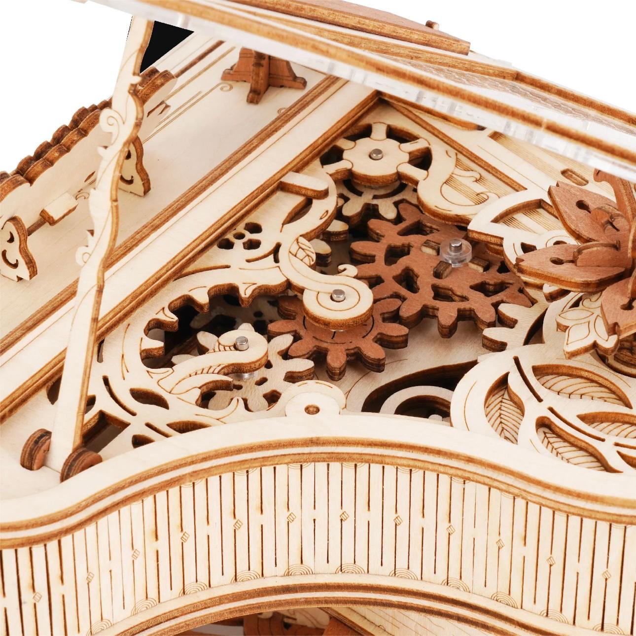 Enchanted Melody Piano: Mechanical 3D Wooden Music Box Puzzle