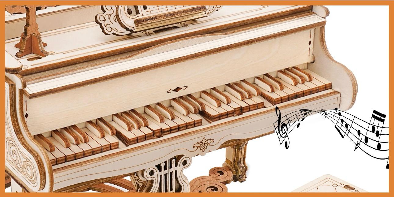 Enchanted Melody Piano: Mechanical 3D Wooden Music Box Puzzle