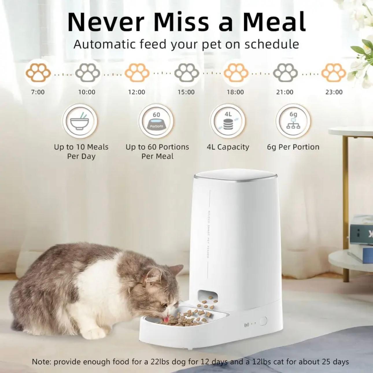 SmartFeed Pro 4L: WiFi-Enabled Pet Feeder for Cats & Dogs