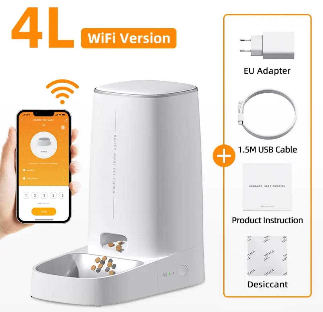 SmartFeed Pro 4L: WiFi-Enabled Pet Feeder for Cats & Dogs