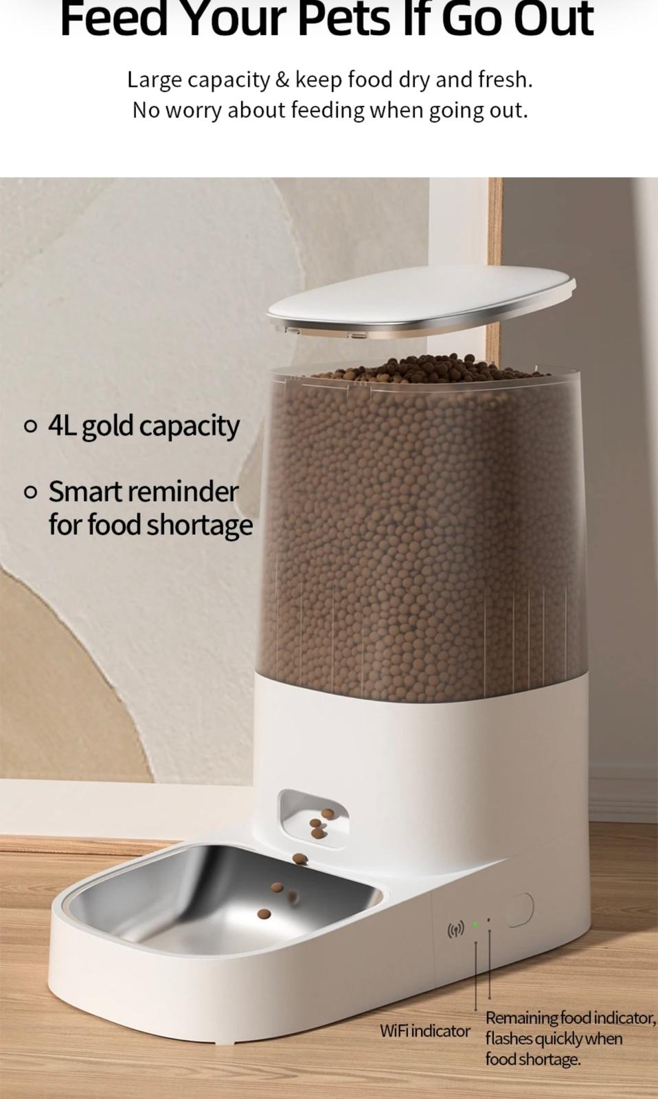 SmartFeed Pro 4L: WiFi-Enabled Pet Feeder for Cats & Dogs