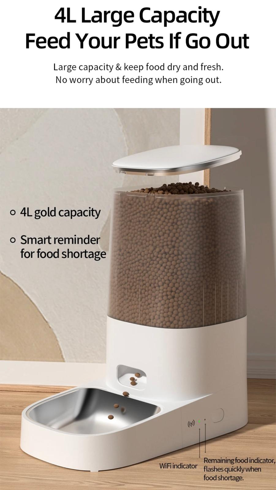 SmartFeed Pro 4L: WiFi-Enabled Pet Feeder for Cats & Dogs