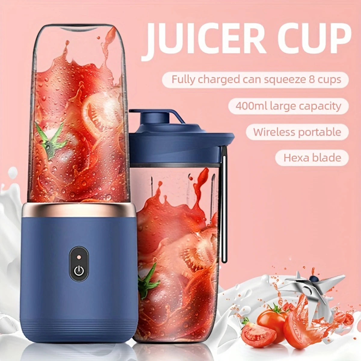 Blend & Go Portable Juicer - Stylish, Efficient On-the-Go Smoothie Maker