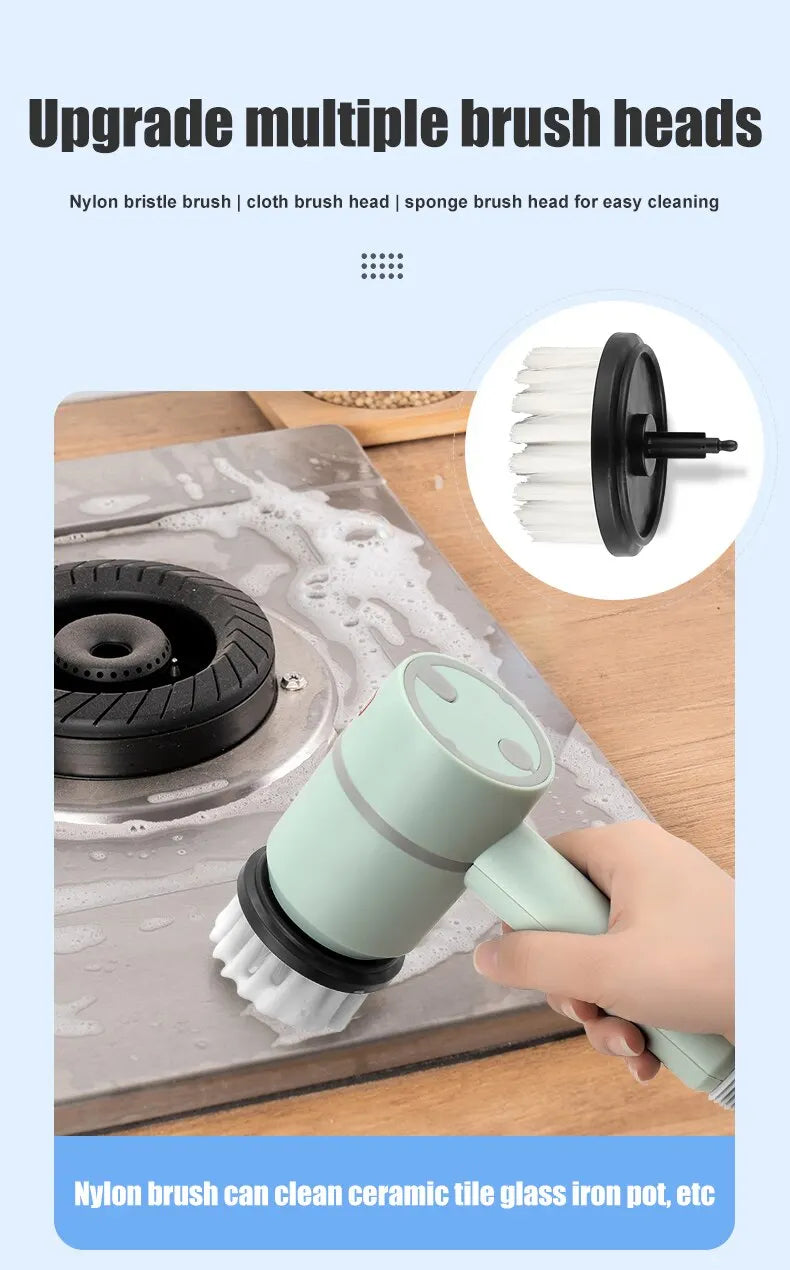 360° Electric Cleaning Brush - Multi-Head, USB Chargeable, Home Cleaner