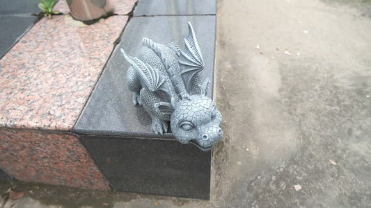Enchanted Guardian Dragon Fountain - Resin Spouting Sculpture for Garden Decor
